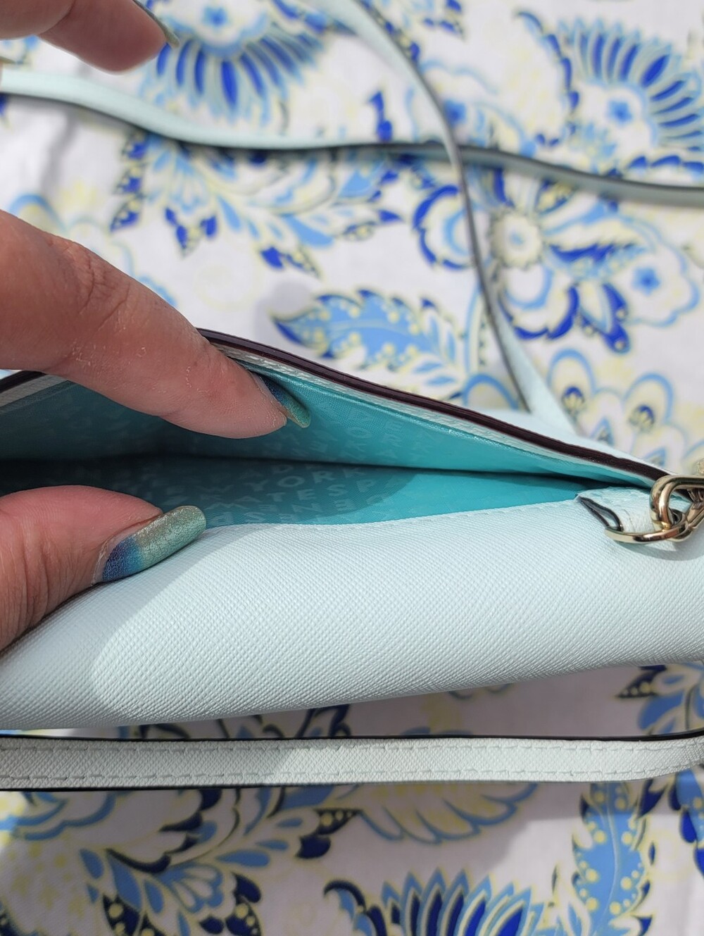 Kate Spade Light Aqua Blue Leather Laurel Way Winni Crossbody Bag - Picture 10 of 14